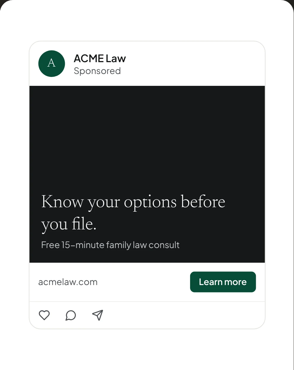 Illustration: a sponsored social media post from an example law firm